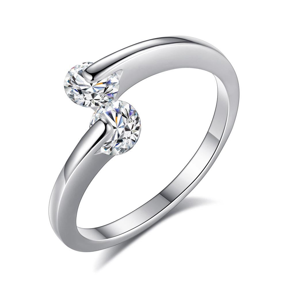 Zircon Full Diamond Bracelet Big Head Double Head Zircon Ring Double Head Zircon Open Diamond Ring Double Round Zircon Ring