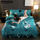 Flannel Soft Comfortable Bedding Set Duvet Cover Flat Sheet 4pcs Home Bedclothes Bed Linens
