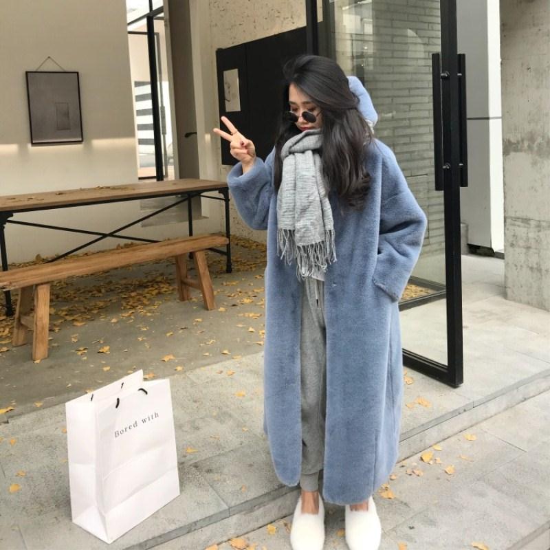 Women Winter Fur Coat Loose Lapel Overcoat Luxury Long Fur Coat Female Thick Warm Plush Coats