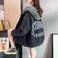 Loose Plus Fleece Denim Jacket Women Autumn and Winter Thick Hooded All-match Casual Cardigan