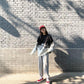 Autumn and Winter Stitching College Style Sweater Loose Outer Wear Casual Jacket Round Neck Pullover Knitted Jacket