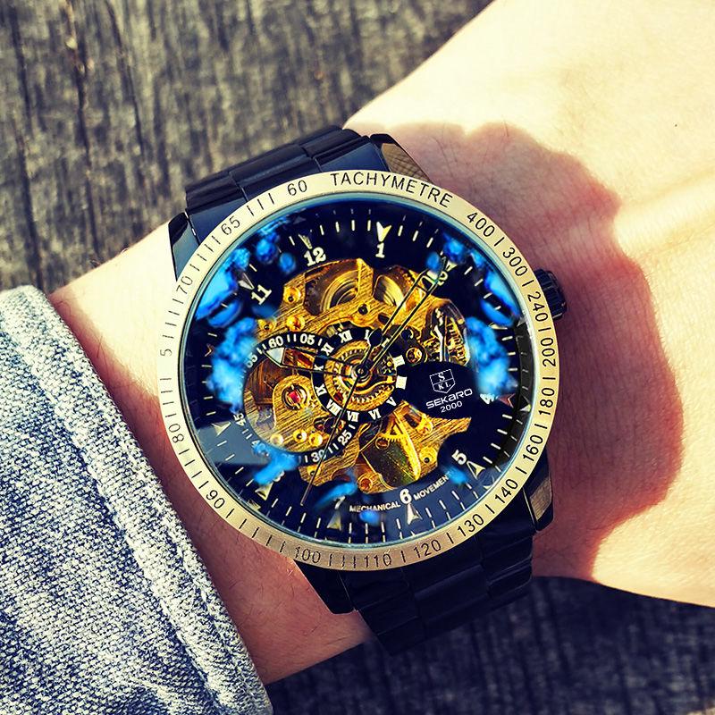 Men's Machinery Nightlight Business Hollow-out Watchband High-grade Waterproof Sports Watch
