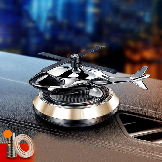 Helicopter Shape Solar Aroma Diffuser Car Decoration Ornaments Aluminum Alloy Solar Rotating Aircraft Car Accessories