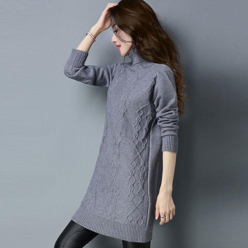 Women's Sweater 2021 Autumn and Winter New Sweater Women Pullover Korean Turtleneck Knitwear Loose Mid-length Trending Sweater