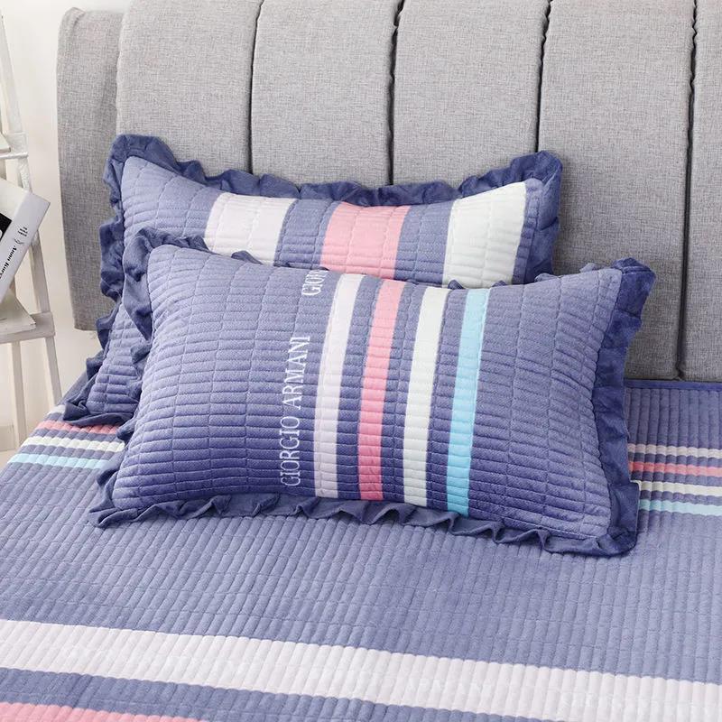 Crystal Suede Pillowcase Thickened Quilted Single and Double Pillowcases A Pair of Bedroom Bedding 48*74cm
