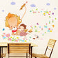 [Wall sticker ]Lion Girl In The Flowers Wall Stickers For Kids Rooms Nursery Baby Bedroom Children D
