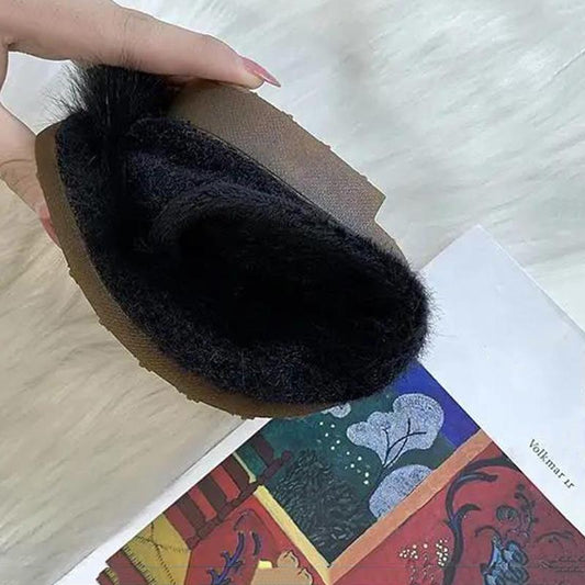 Hairy Shoes Women's Flat-soled Shoes Peas Shoes Round-toe Soft-soled Warm Cotton Shoes Non-slip Women's Shoes Moccasins