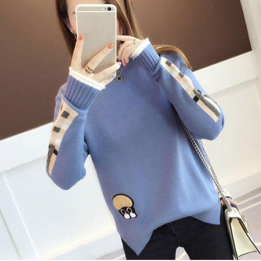 Autumn and Winter Warm Sweater Women's Student Loose Knit Bottoming Shirt