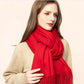 Cashmere Long Solid Color Scarf Women's Cold Protection and Warm Tassel Scarves Thick Custom Red Scarf Unisex