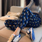 Women's Spring and Summer Diamond-shaped Plaid Pants Loose and Thin Straight Casual Harem Pants Ladies Drawstring Sports Pants