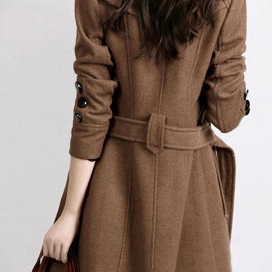 Women Coats Winter Trench Coat Fashion Woolen Long Coat Tops Women's Elegant Double Breasted Coat