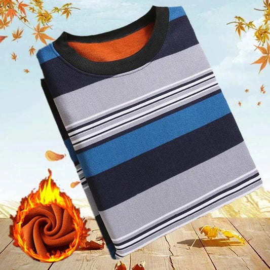 Autumn and Winter Thick Men's Round Neck Long-sleeved Sweaters Men's Warm Clothing Jackets Plus Velvet Thick Round Neck Sweaters for Men