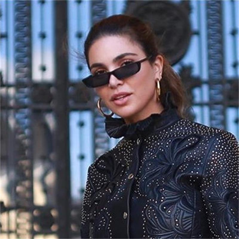 small Rectangle sunglasses square black plastic hinge Fashion Men Clear Red glasses acetate Shades 2