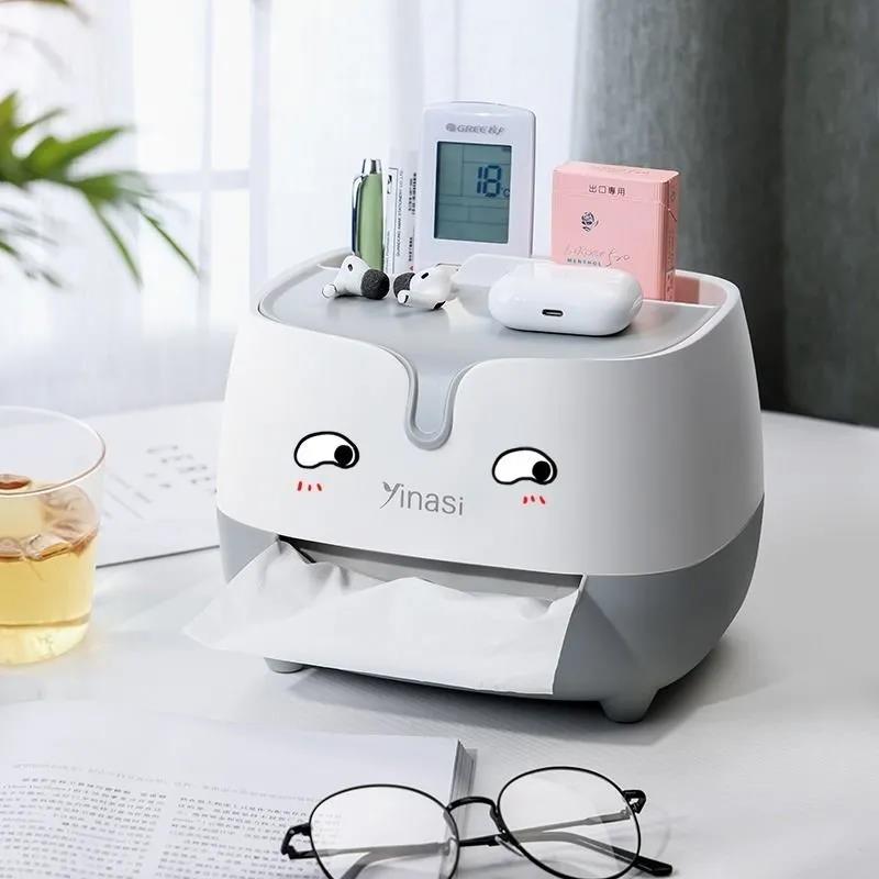 Tissue Box Multipurpose Tissue Box Lid Napkin Holder Home Office Remote Control Storage Wipe Box Desk Organizer