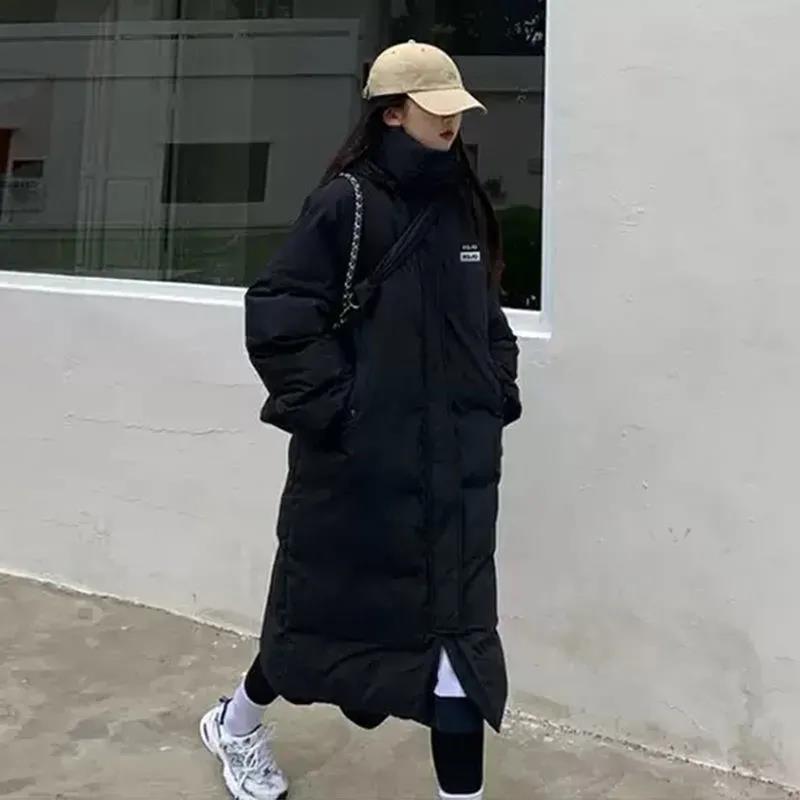 Down Jacket Winter Ladies Fashion Korean Thick Warmth In The Long Section Over The Knee Large Size Cotton Jacket