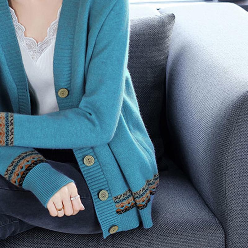 Autumn and Winter Style Korean Loose Knitted Cardigan Button Long-sleeved Sweater Fashion Coat Women