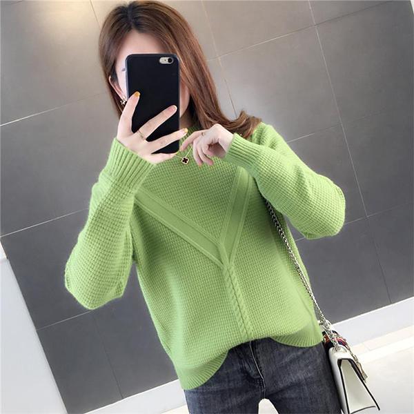 Thick Sweater Women Autumn and Winter Korean Loose Short Long Sleeves Versatile Bottoming Sweater Outer Wear