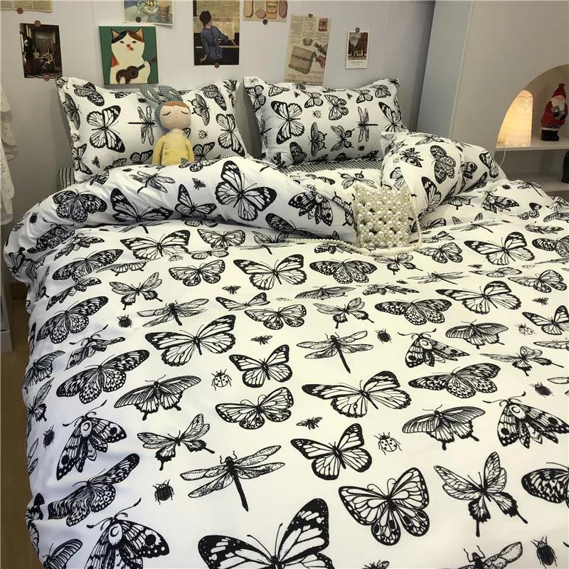 Ins Lattice Cartoon Girl Heart Bedding Four-piece Student Dormitory Three-piece Single Bed