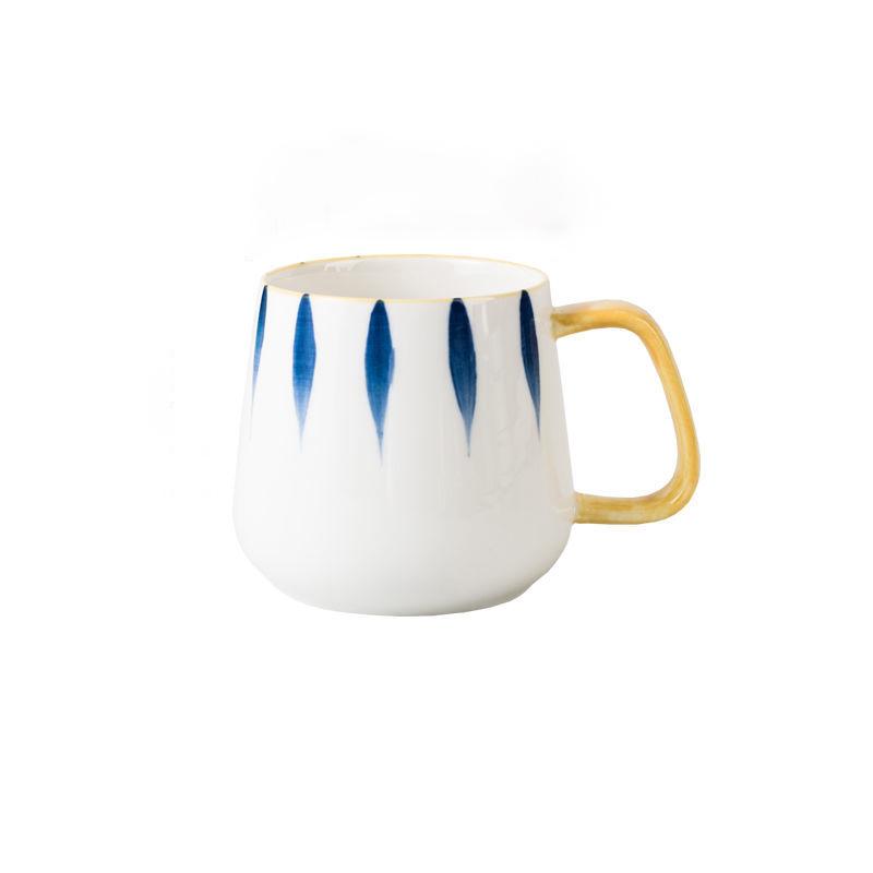 Ceramic Mug with Lid Spoon Japanese Hand-painted Drinking Cup Male and Female Student Handle Coffee Breakfast Milk Cup