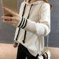 Spring and Autumn All-match Hooded Sweater Knit Korean Short Tops Fashion Casual Women's Jacket