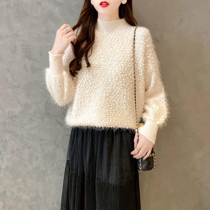 Round neck Long Wool Sweater Autumn and Winter Loose Slimming Bottoming Shirt Long Sleeve Fashion Sweater Women