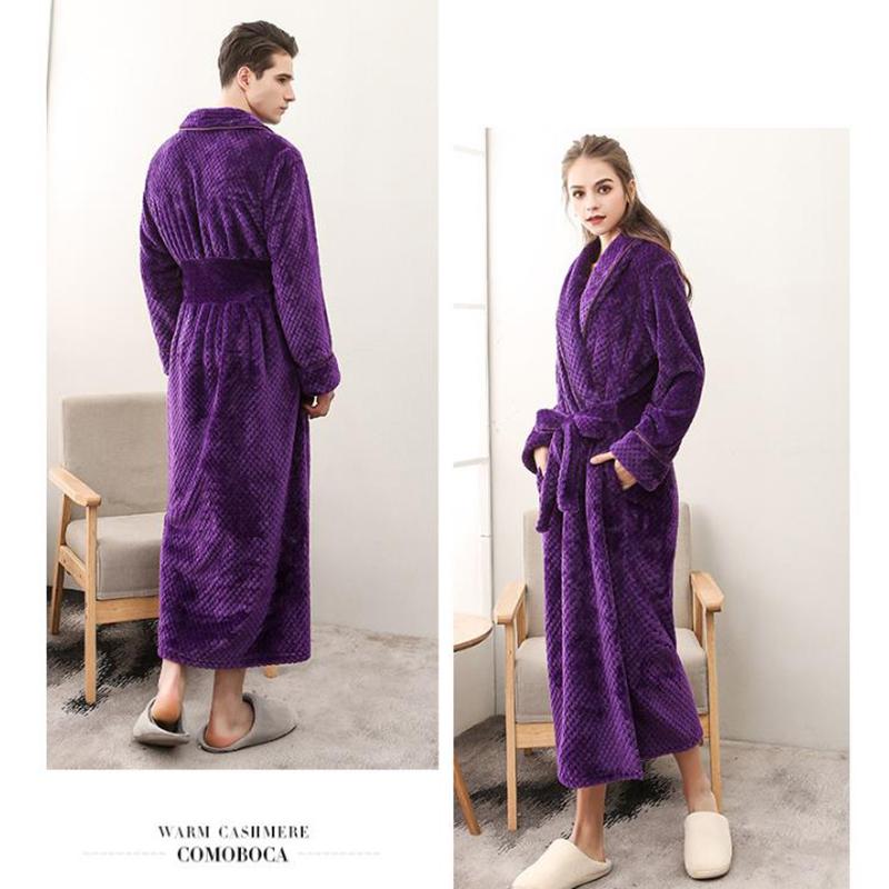 Men Cashmere Bathrobe Winter Thickening Home Clothes Ladies Shawl Bathrobe Long Robe Coat
