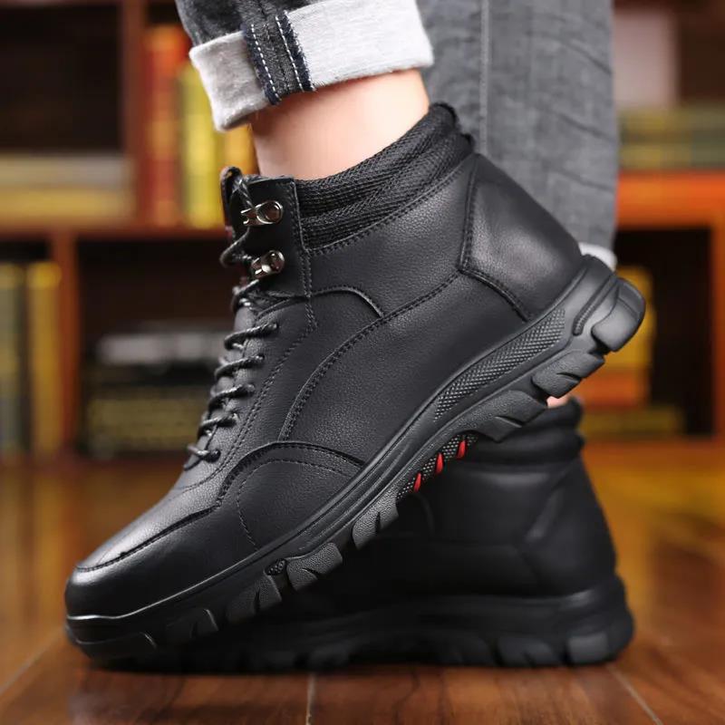 Cotton Shoes Men's Winter New Leather Wool Fur Sport Casual Shoes Plus Velvet Warm Leather Shoes