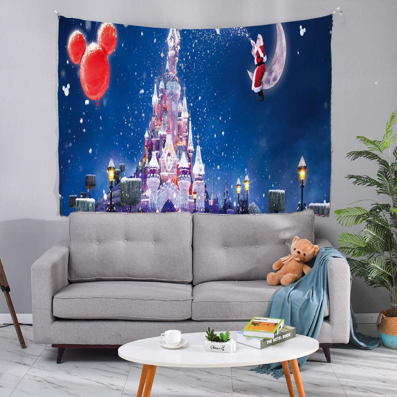 3D Christmas Tapestry Wall Hanging for Bedroom Living Room Dorm with Free String Lights