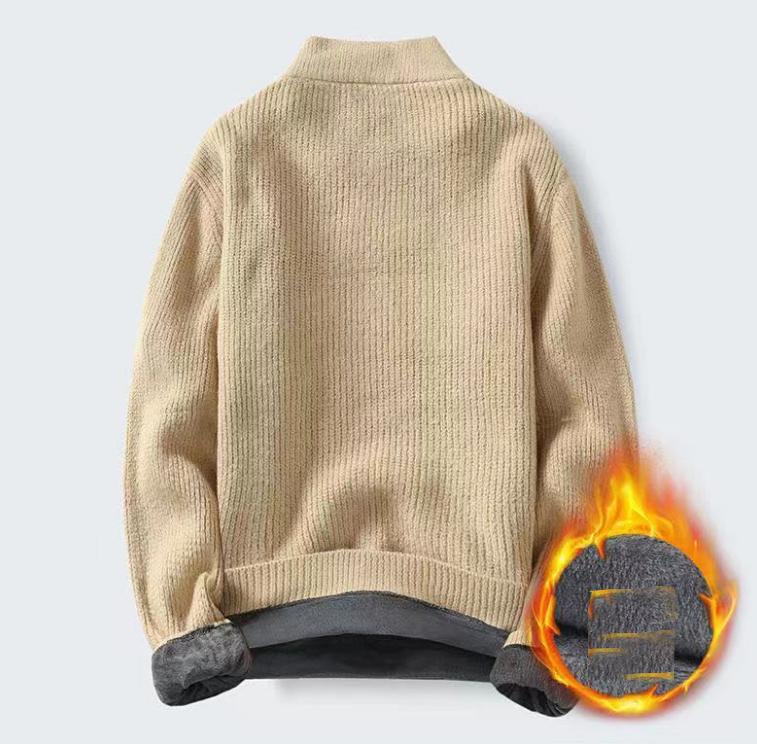 Fall/Winter Men's Sweater Round Neck Warm Knit Sweater Half Turtleneck Sweater Youth Men's Clothing