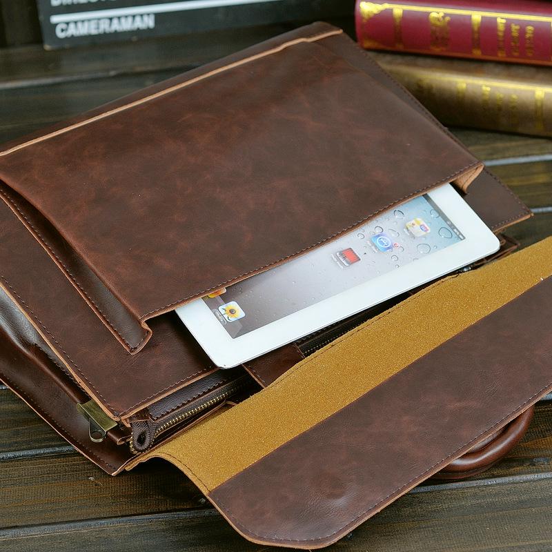 Business Briefcase Men Retro Clamshell Large Capacity Crossbody Bags Waterproof Handbag Computer Bag