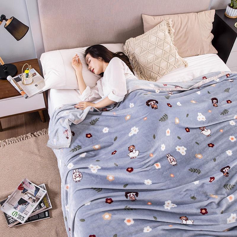 Winter Double-sided Plus Velvet Coral Velvet Warm and Breathable Bed Sheet Single Piece Thick Non-slip Winter Warm Bed Sheet Office Nap Blanket