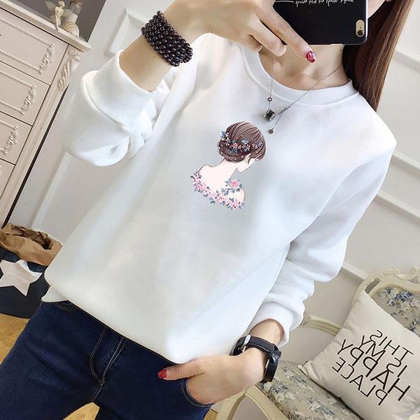 Long-sleeved Loose Coat Plus Velvet Autumn and Winter Round Neck Bottoming Shirt Thickened Sweater Women