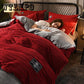 4pcs  Bedding Sets Stripe Pattern Bed Linen Winter Fleece Duvet Cover Bed Sheet Pillowcases Set
