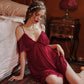 4XL Ladies Sexy Nightdress Mesh Lace Pajamas Dresses Plus Size Sling Strap Off Shoulder V Neck Nightdress Casual Sexy Homewear