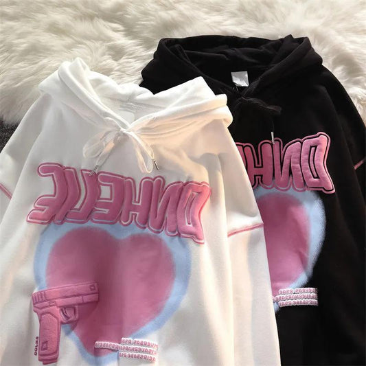 Hoodies Sweatshirt Women Black White Fleece Warm Autumn Winter Pullovers Oversized Fashion Tracksuit Streetwear Hip Hop Harajuku Top Clothes Lady
