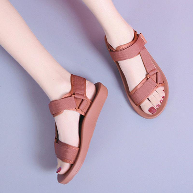 Velcro Sports Sandals Female Flat Bottom Students Korean Version of Harajuku Style Summer Soft Bottom Sandals Female