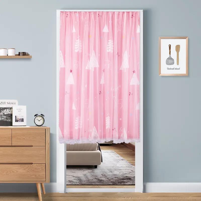 Fabric Door Curtain Velcro, Household Sanitary Partition Curtain, Bedroom Windshield Kitchen Curtain, Toilet Curtain, Cute Girl Door Curtain