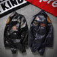 Pilot jacket spring and autumn men's leather short embroidered PU leather jacket men