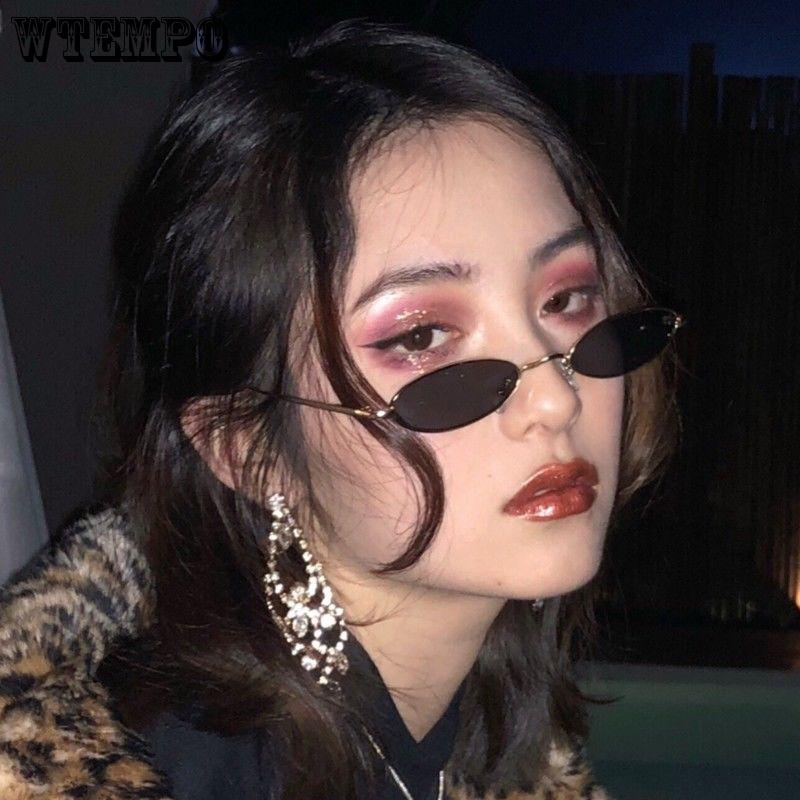 WTEMPO Retro Harajuku Elliptical Sunglasses Women Red Sunglasses Europe Small Box Ins Glasses