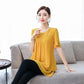 Women's Summer Chiffon Short Sleeve Large Size Round Neck Solid Color Loose T-Shirt
