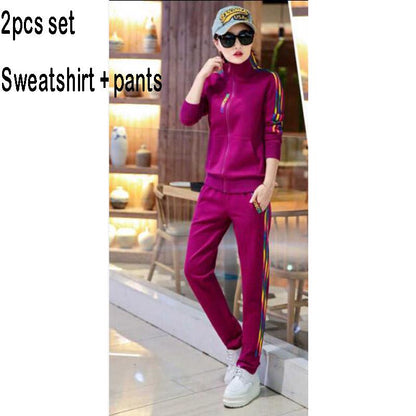 Joker Long -Sleeved Casual Sweatshirt Set Large Size Spring And Autumn Women 'S 2pcs Set