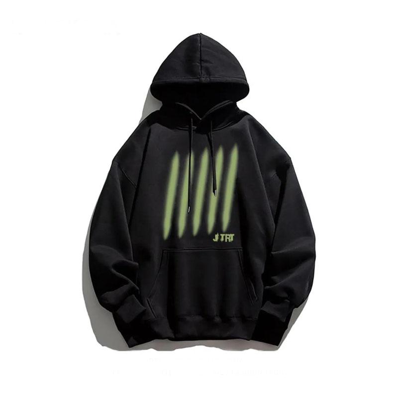 Personality Scratch Printing Winter Warm Long-sleeved Hooded Sweater Loose and Versatile Couple Jacket Men
