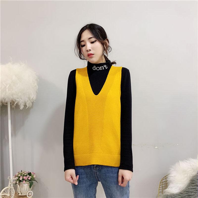 Autumn and Winter Short Loose Bottoming Shirt Waistcoat All-match V-neck Sweater Fashion Sleeveless Women's Vest