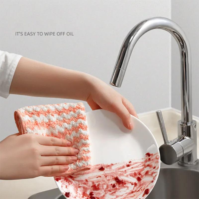 Household Brush Pot Dishcloth Non-stick Oil Strong Decontamination Cleaning Table Wipe Hand Rag Absorbing Water Multi-functional Scouring Pad