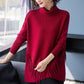 Autumn and Winter High Neck Loose Sweater Mid-length Tassel Plus Size Top Solid Color Knitted Women's Bottoming Shirt