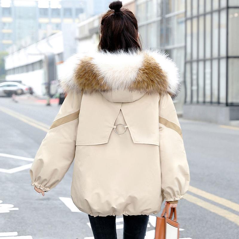 Parker Padded Jacket Women's Short Big Fur Collar Winter Clothes Loose Down Down Padded Jacket Thick Warm Jacket Women
