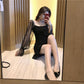 Fashion sexy slim wild mesh dress woman long sleeve lace dress spring and summer woman clothing