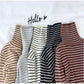 Women Sweaters Stripe Prints High Collar Long Sleeve Pullover Bottoming Shirts
