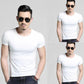 3 Pcs Men Slim T-shirt Stretch Tees Muscle Shirt Casual Pullover Half Sleeve Overshirt Solid Color Top Male Sport Clothing