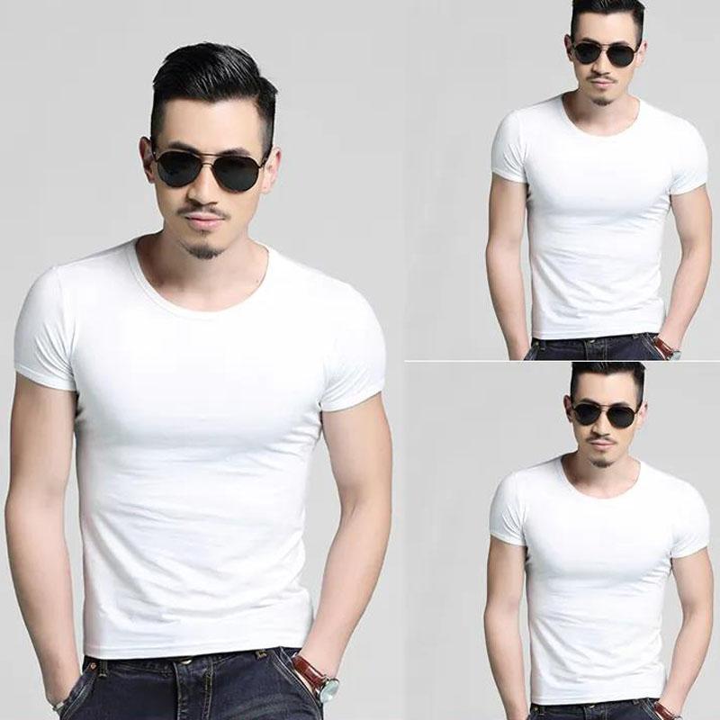 3 Pcs Men Slim T-shirt Stretch Tees Muscle Shirt Casual Pullover Half Sleeve Overshirt Solid Color Top Male Sport Clothing